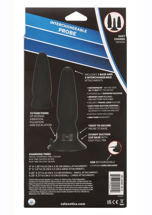 Eclipse Interchangeable Rechargeable Silicone Probe - Black