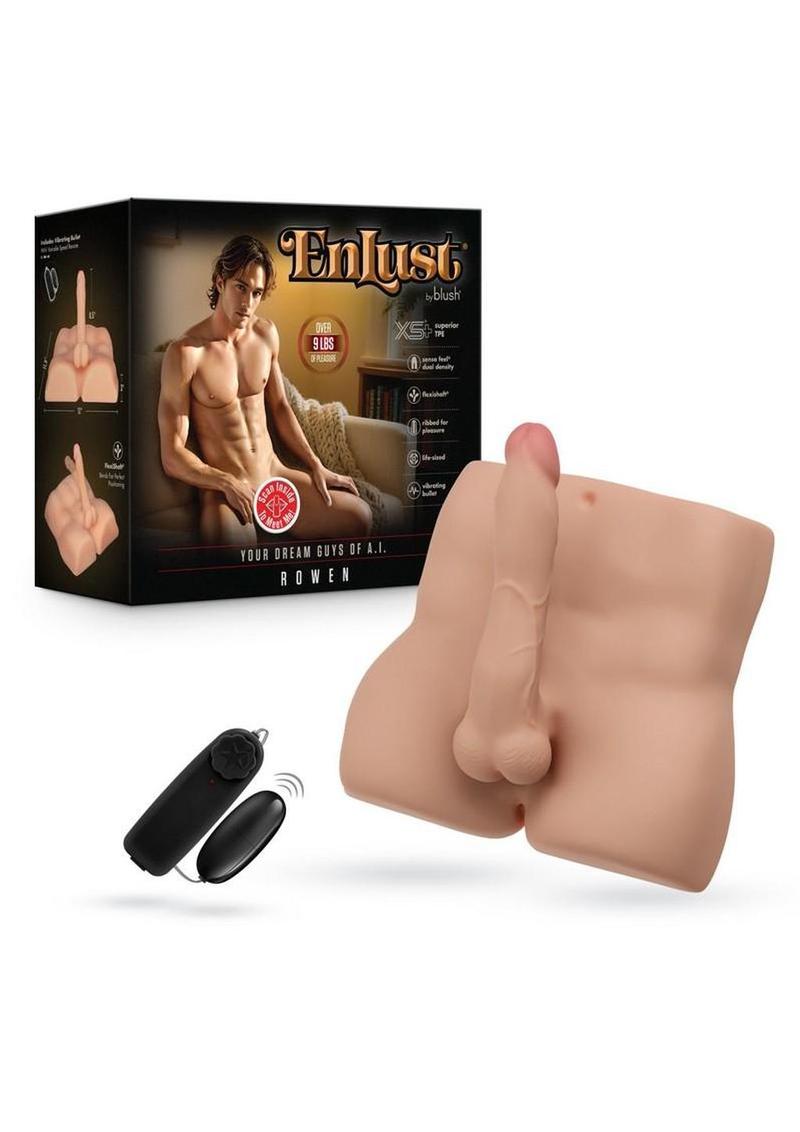 Enlust Rowan Realistic Ride-On Dildo and Ass Torso with Vibrating Bullet - Vanilla - 8.5in