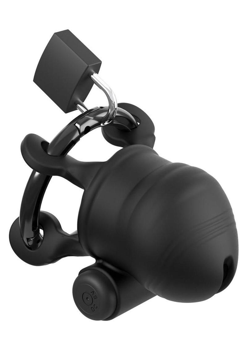 Fantasy C-Ringz Controlcore Trainer Remote Control Vibrating Rechargeable Silicone Cock Blocker - Black