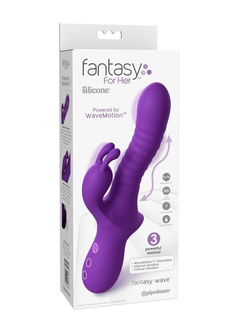 Fantasy For Her Fantasy Wave Rechargeable Silicone Vibrator with Clitoral Stimulator - Purple