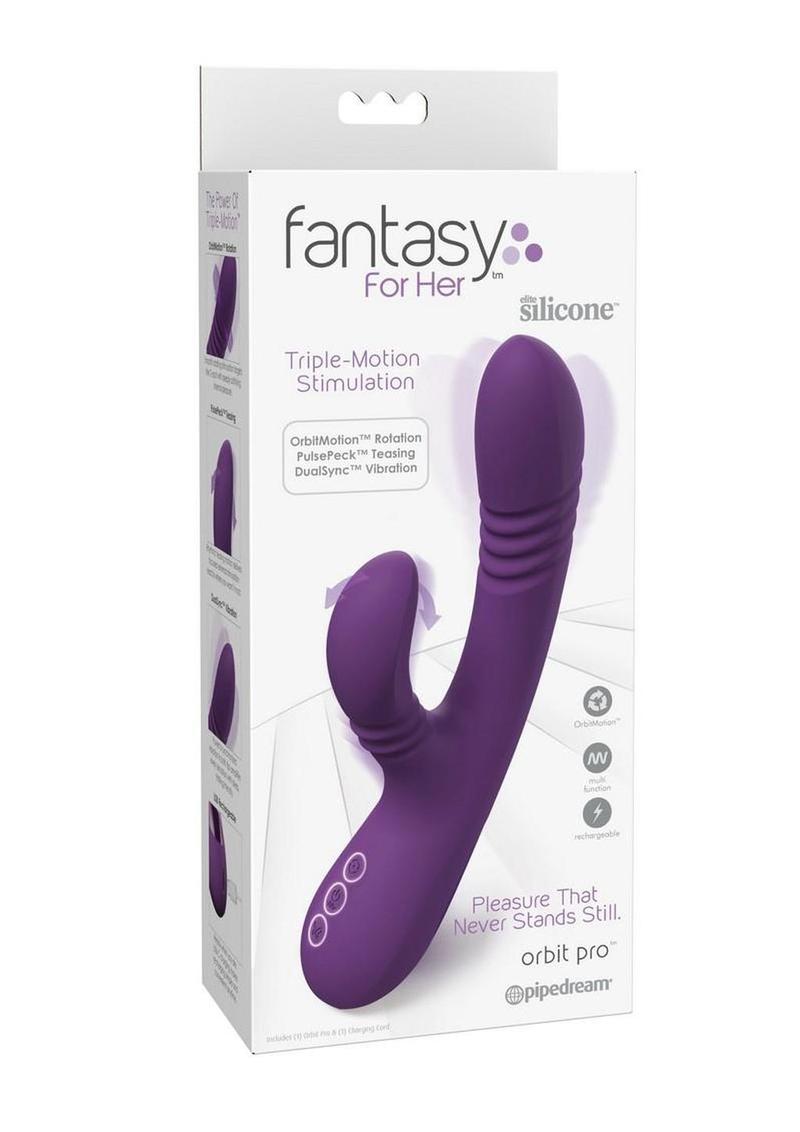 Fantasy For Her Orbit Pro Rechargeable Silicone Triple Motion Stimulating Vibrator - Purple
