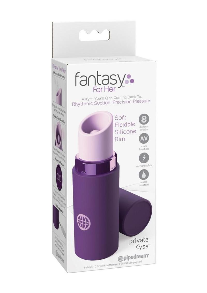 Fantasy For Her Private Kyss Rechargeable Silicone Clitoral Stimulator - Lavender/Purple