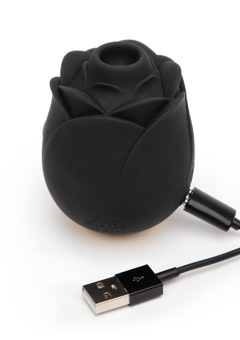 Fifty Shades Of Grey Black Rose Rechargeable Silicone Clitoral Stimulator - Black
