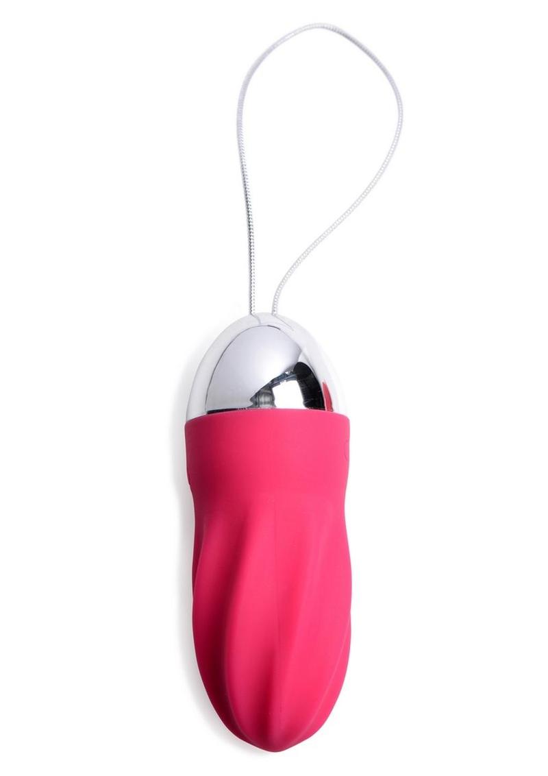 Frisky Raspberry Twirl 36x Swirled Silicone Rechargeable Vibrating Remote Control Egg - Magenta