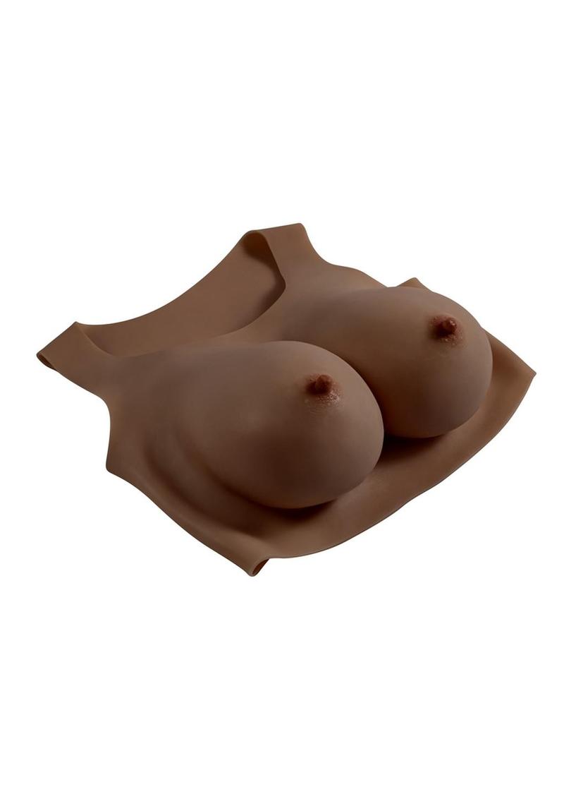 Gender X Breast Plate Silicone E Cup - Chocolate