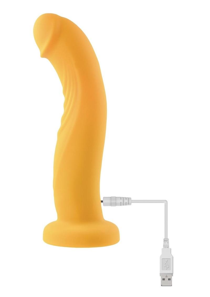 Gender X Sweet Embrace Rechargeable Silicone Dual Vibrating Strap-On with Remote Control - Black/Yellow