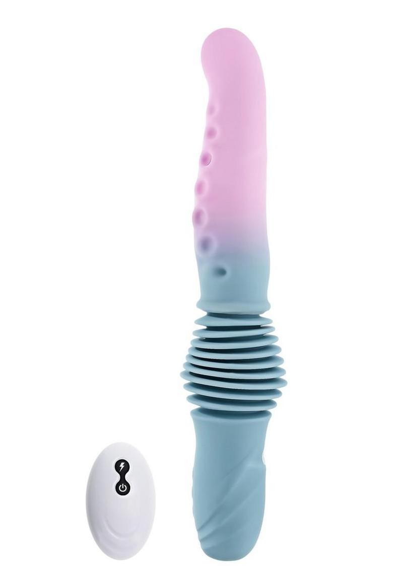 Gender X Tentacle Thruster Rechargeable Silicone Vibrator with Remote - Blue/Pink