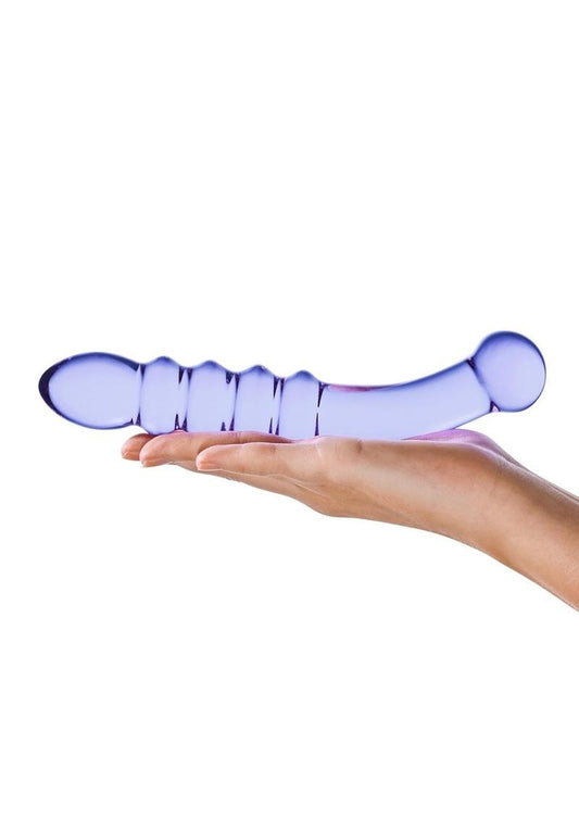 Glas Purple Rain Ribbed Dildo - Purple