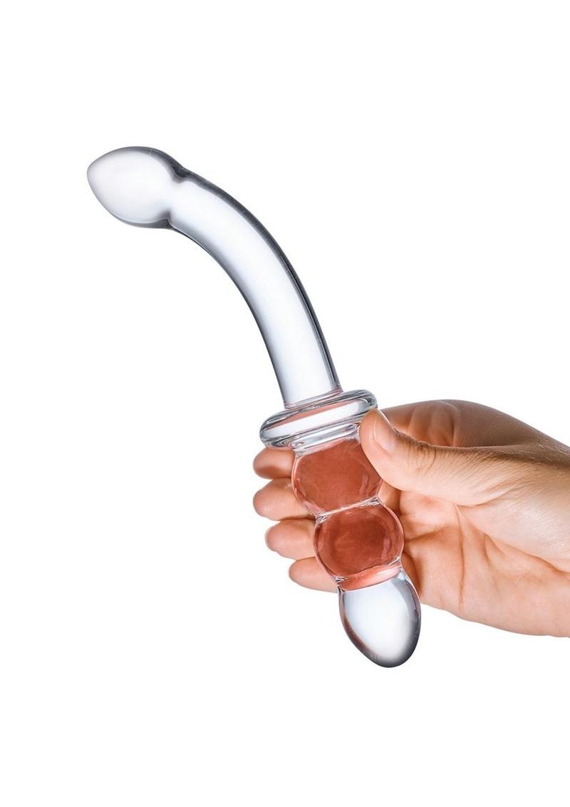 Glas Ribbed G-Spot Glass Dildo - Clear - 8in