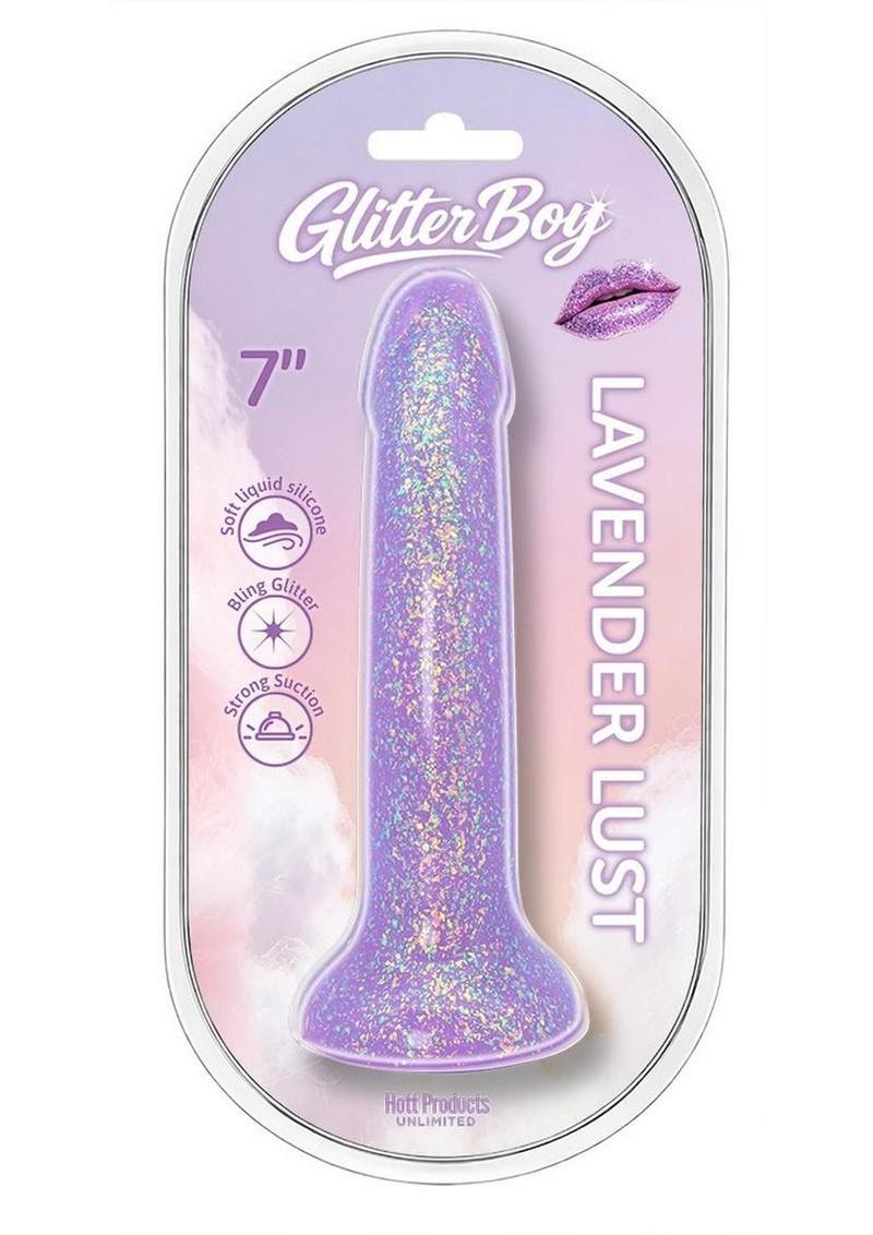 Glitter Boy Lavender Lust Silicone Glitter Dildo with Suction Cup - Lavender - 7in