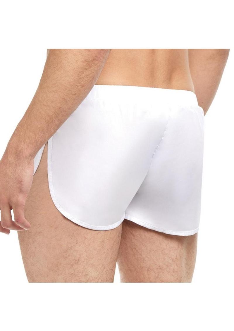 Goal Line Extreme Split Booty Shorts - White - Large/XLarge