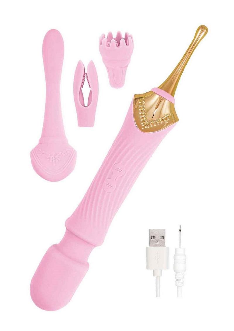Goddess Pink Elegance Rechargeable Silicone Duel End Massager - Pink