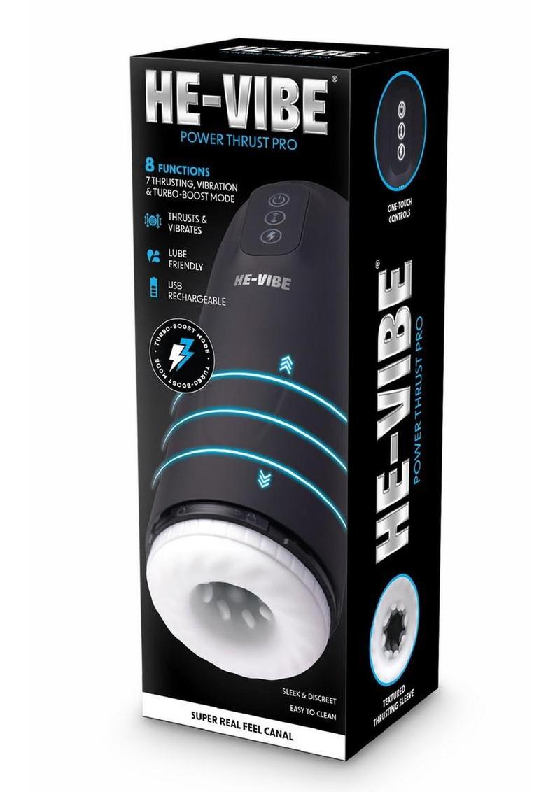 He-Vibe Power Thrust Pro Rechargeable Masturbator - Black/Frost