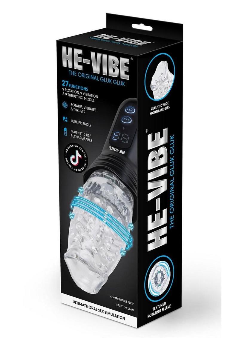 He-Vibe The Original Gluk Gluk Rechargeable Masturbator - Black/Clear