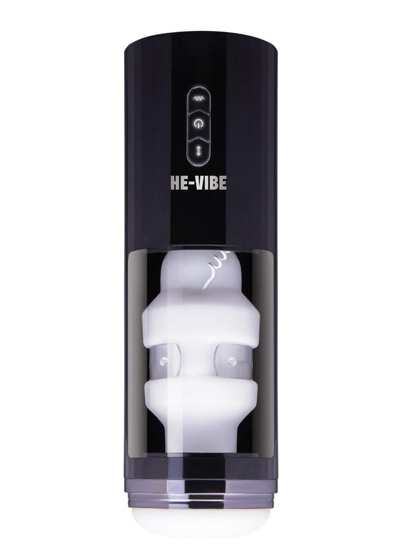 He-Vibe Thrust and Bust Rechargeable Oral Masturbator - Black/Frost