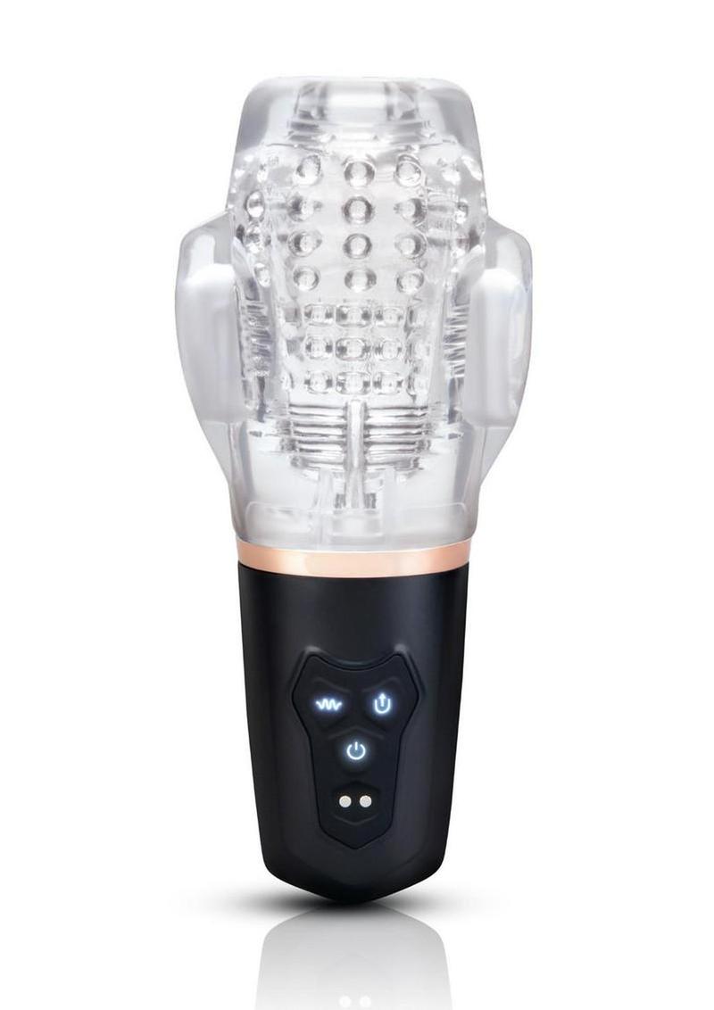 He-Vibe Vibrating Suck Master Rechargeable Masturbator - Black/Clear