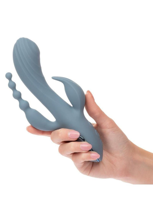 III Triple Ecstasy Rechargeable Silicone Stimulating Massager - Blue