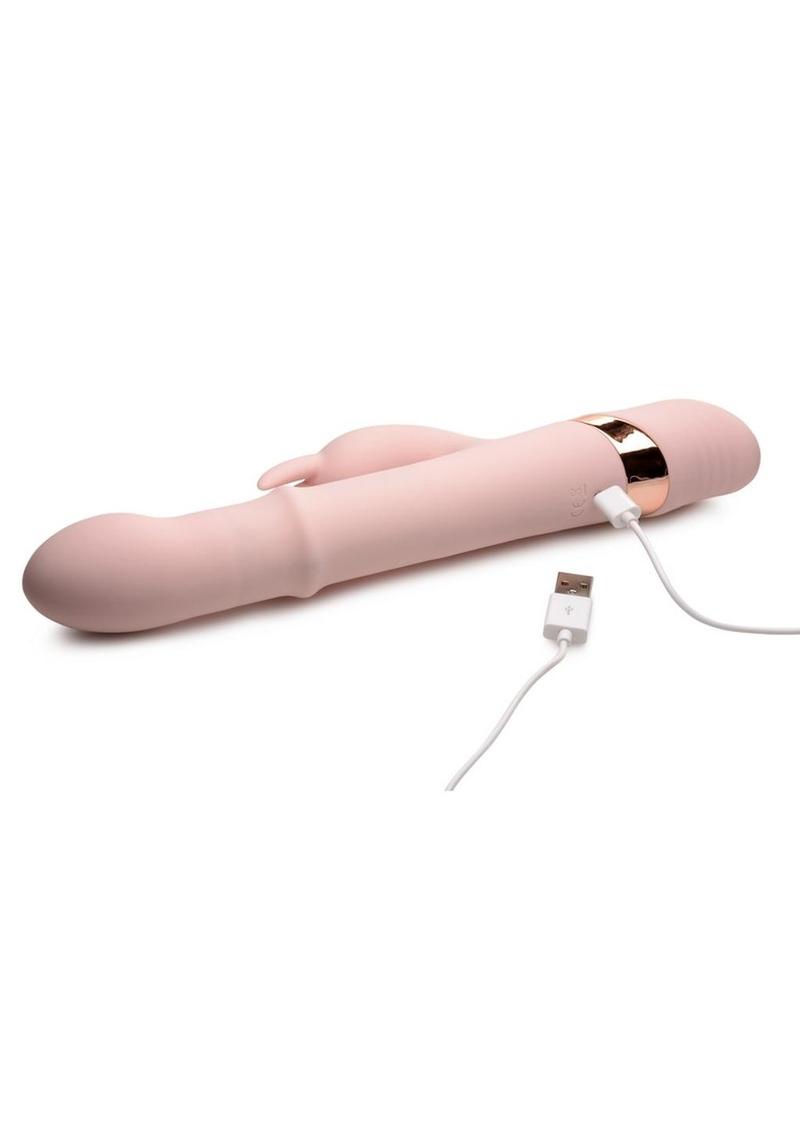 Inmi Sliding Ring Silicone Rabbit Vibrator - Pink