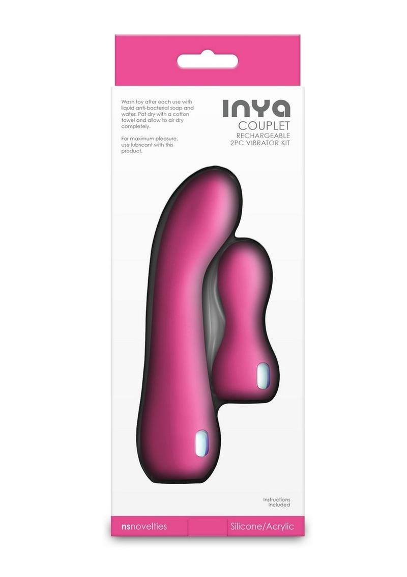 Inya Couplet Rechargeable Silicone Vibrators - Pink - 2pc/Set