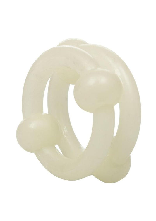 Island Rings Double Stacker Cock Rings - Glow In The Dark/White - 2 Piece Set