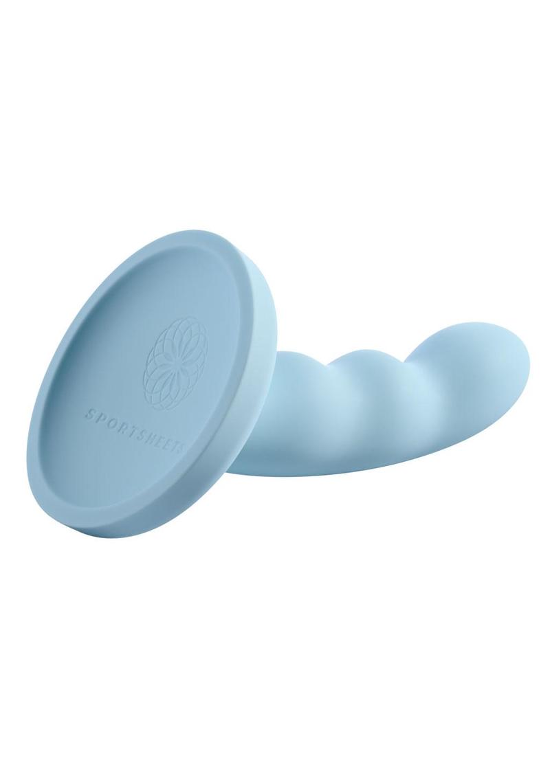 Jaspar Silicone Curved Dildo with Suction Cup - Aqua/Blue - 6in