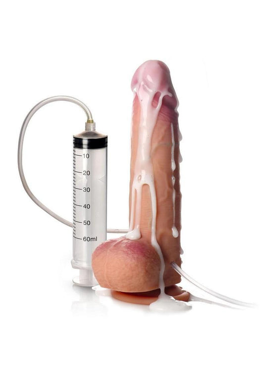 Jock Ejaculating Silicone Dildo with Balls - Vanilla - 8.75in