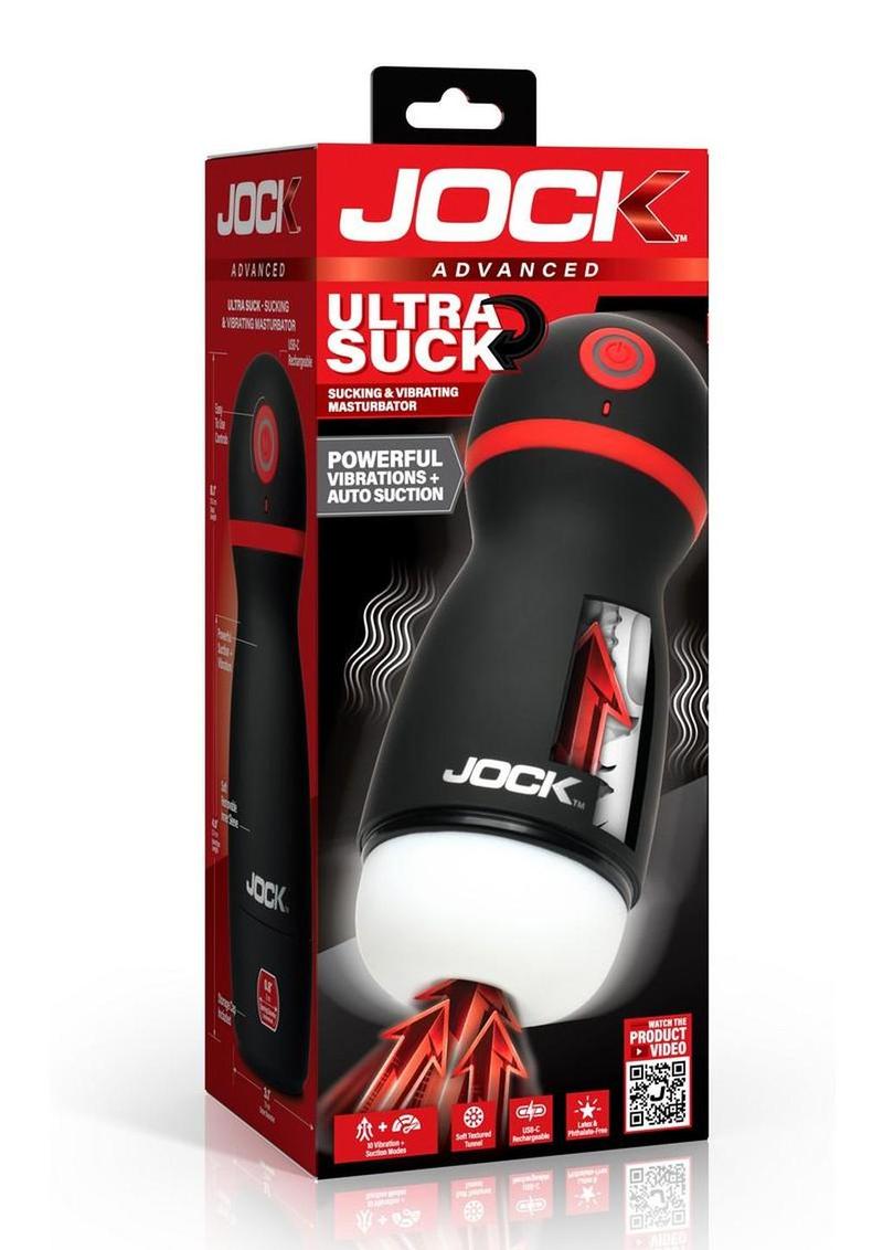 Jock Ultra Suck Sucking and Vibrating Rechargeable Masturbator - Black/White