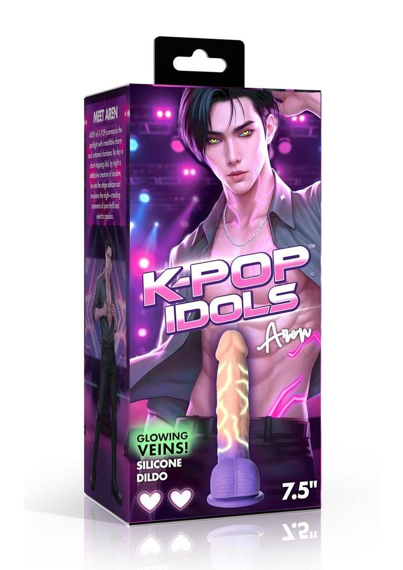 K Pop Aren Silicone Dildo with Balls - Vanilla