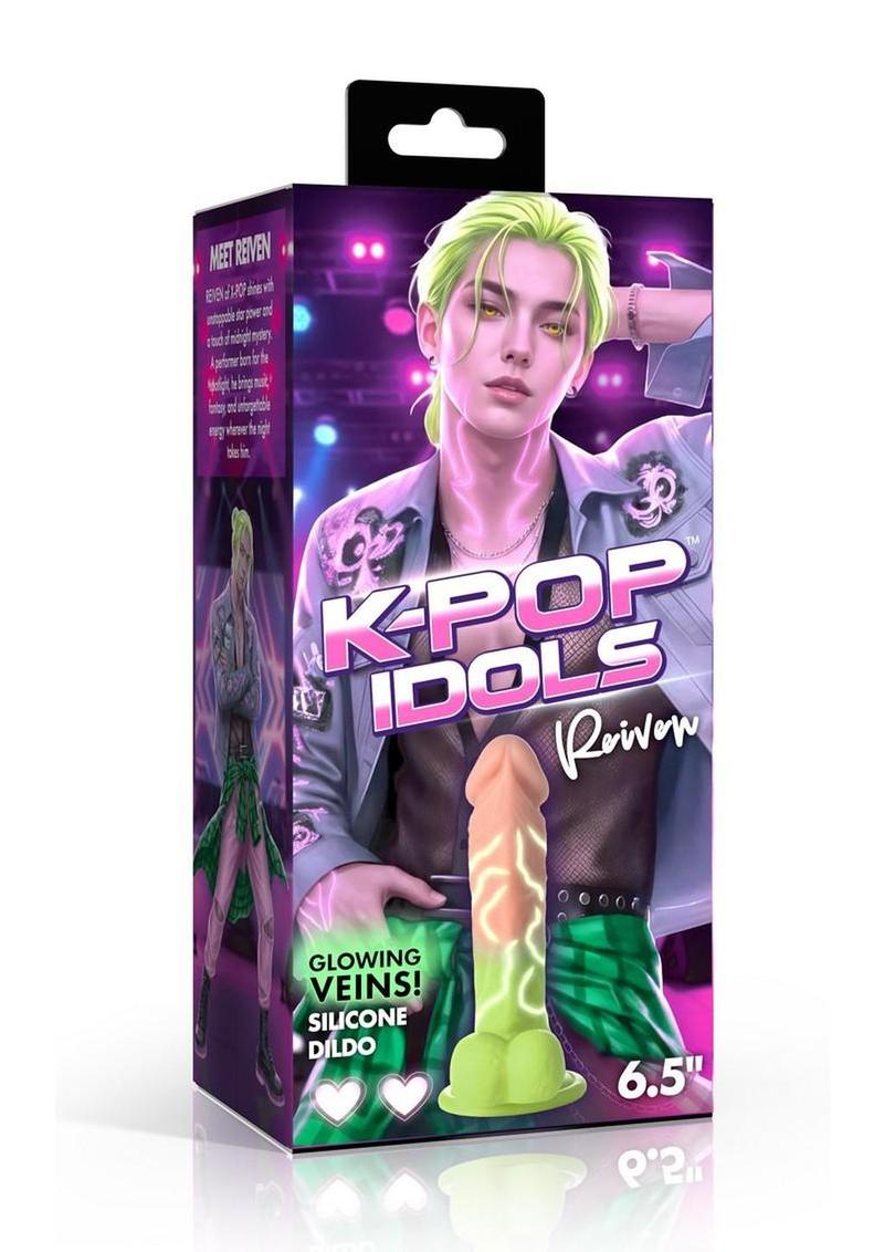 K Pop Reiven Glow In The Dark Silicone Dildo with Balls - Vanilla