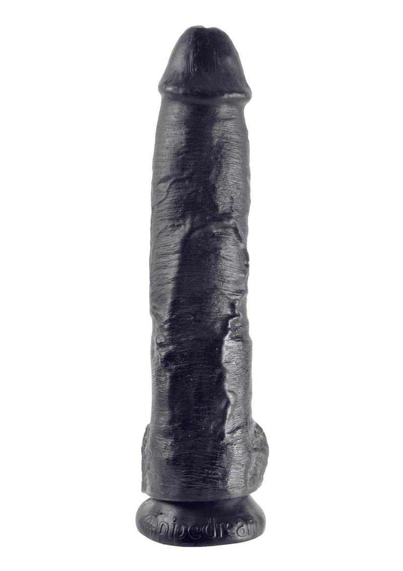 King Cock Dildo with Balls - Black - 10in