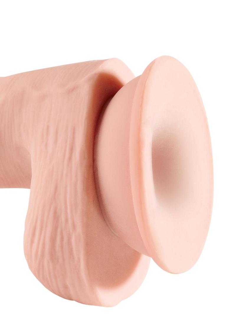 King Cock Plus Triple Density Dildo with Balls - Vanilla - 5in