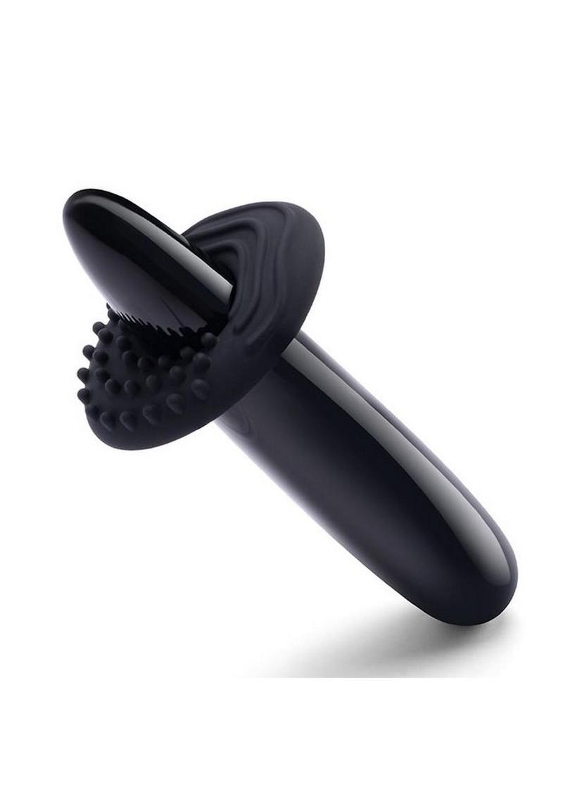 Le Wand Crystal Slim Wand with Silicone Ring - Black Obsidian - Black