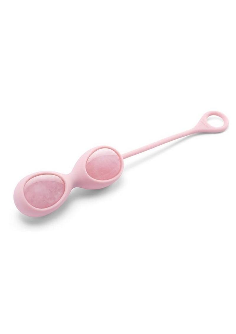 Le Wand Crystal Yoni Eggs Silicone Kegal Balls - Rose Quartz - Pink