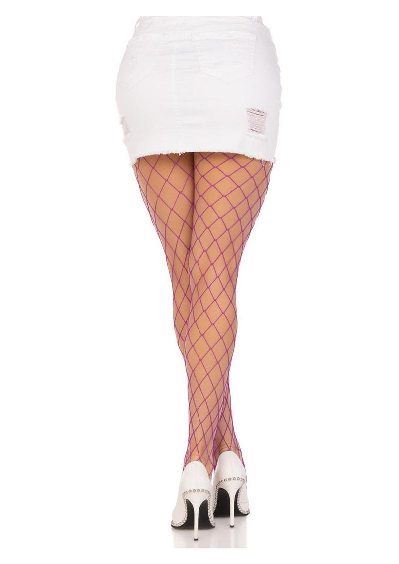 Leg Avenue Spandex Diamond Panty Hose - Purple - One Size