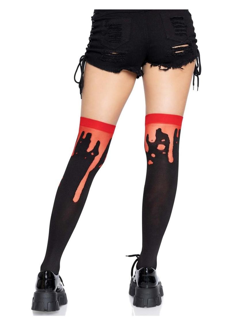 Leg Avenue Splatter Thigh Highs - Red - One Size
