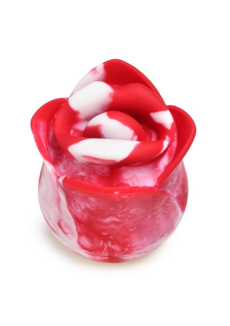 Lickgasm Sweet Kiss Kissing and Vibrating Rechargeable Silicone Clitoral Stimulator - Red/White Swirl - Red/White