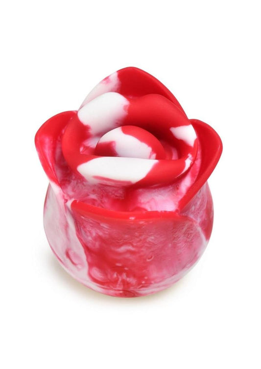 Lickgasm Sweet Kiss Kissing and Vibrating Rechargeable Silicone Clitoral Stimulator - Red/White Swirl - Red/White