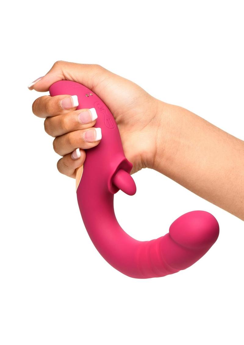 Lickgasm Tease and Please Rechargeable Silicone Thrusting Andamp; Licking Vibrator - Pink