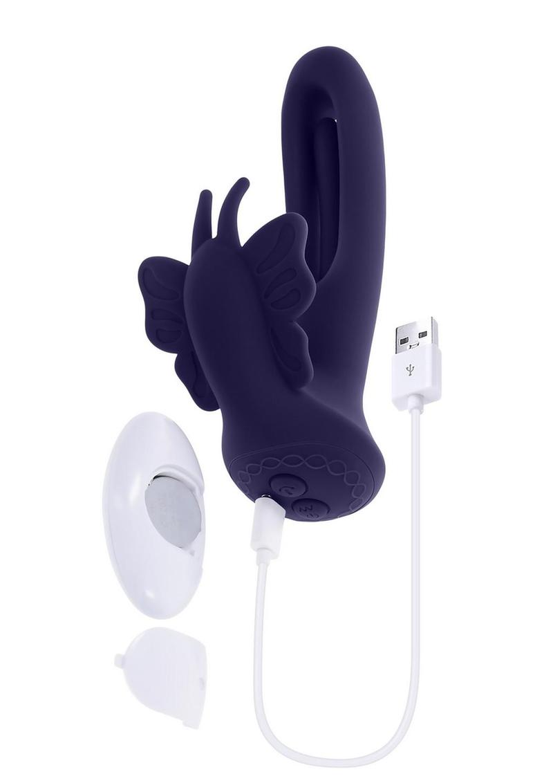 Lord Of The Wings Rechargeable Silicone Butterfly Stimulator with Remote - Purple