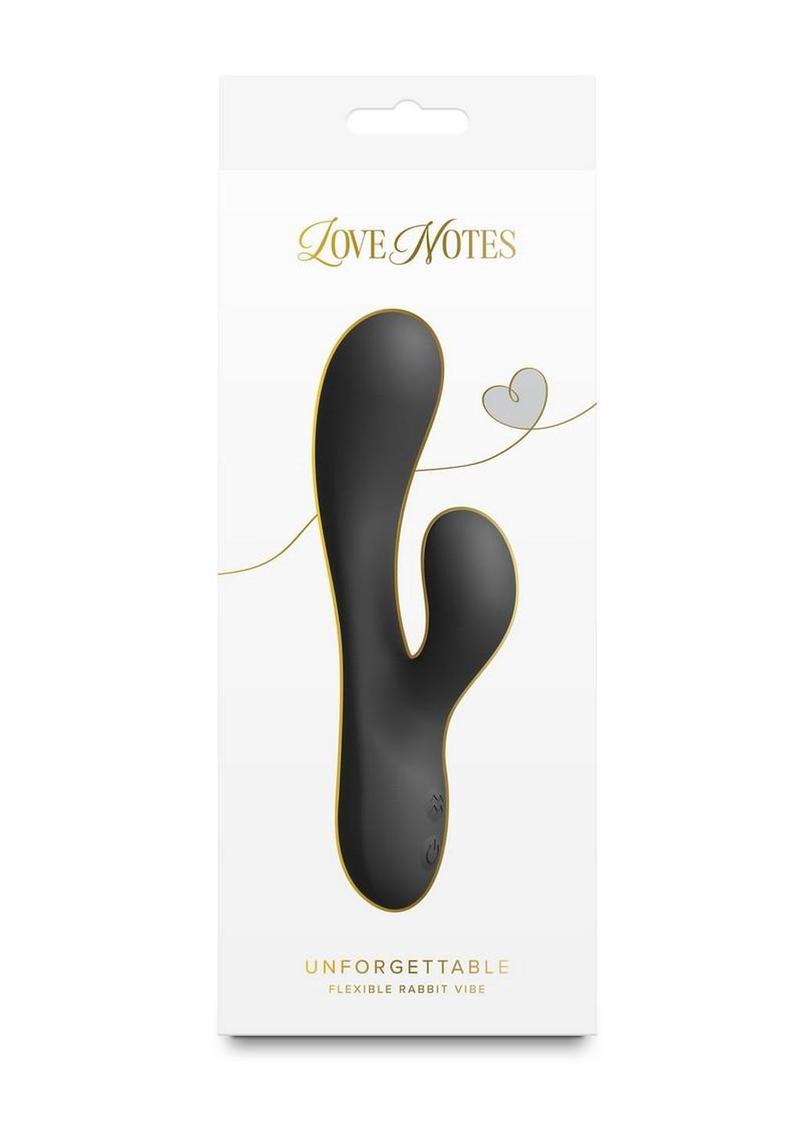 Love Notes Unforgettable Rechargeable Silicone Flexible Rabbit Vibrator - Black