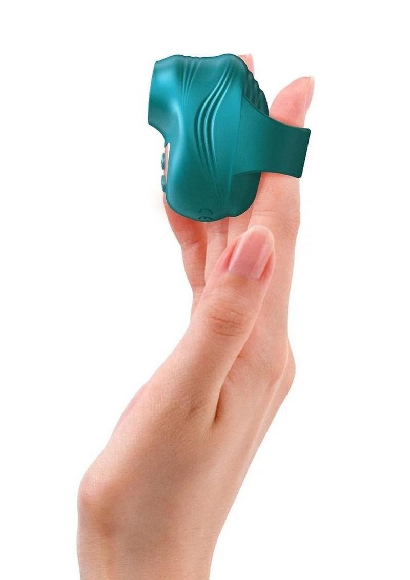 Love to Love Kisscool Rechargeable Silicone Finger Vibrator - Iridescent - Teal