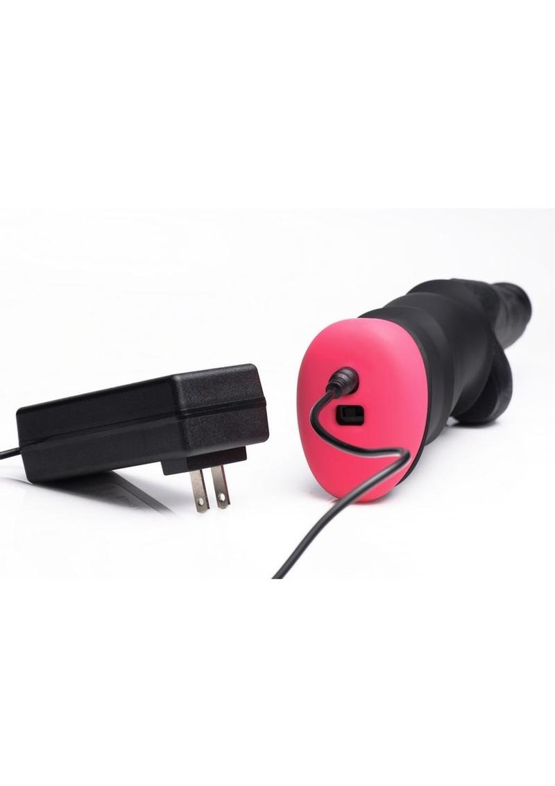 Lovebotz Mega-Pounder Hand-Held Thrusting Silicone Dildo - Black