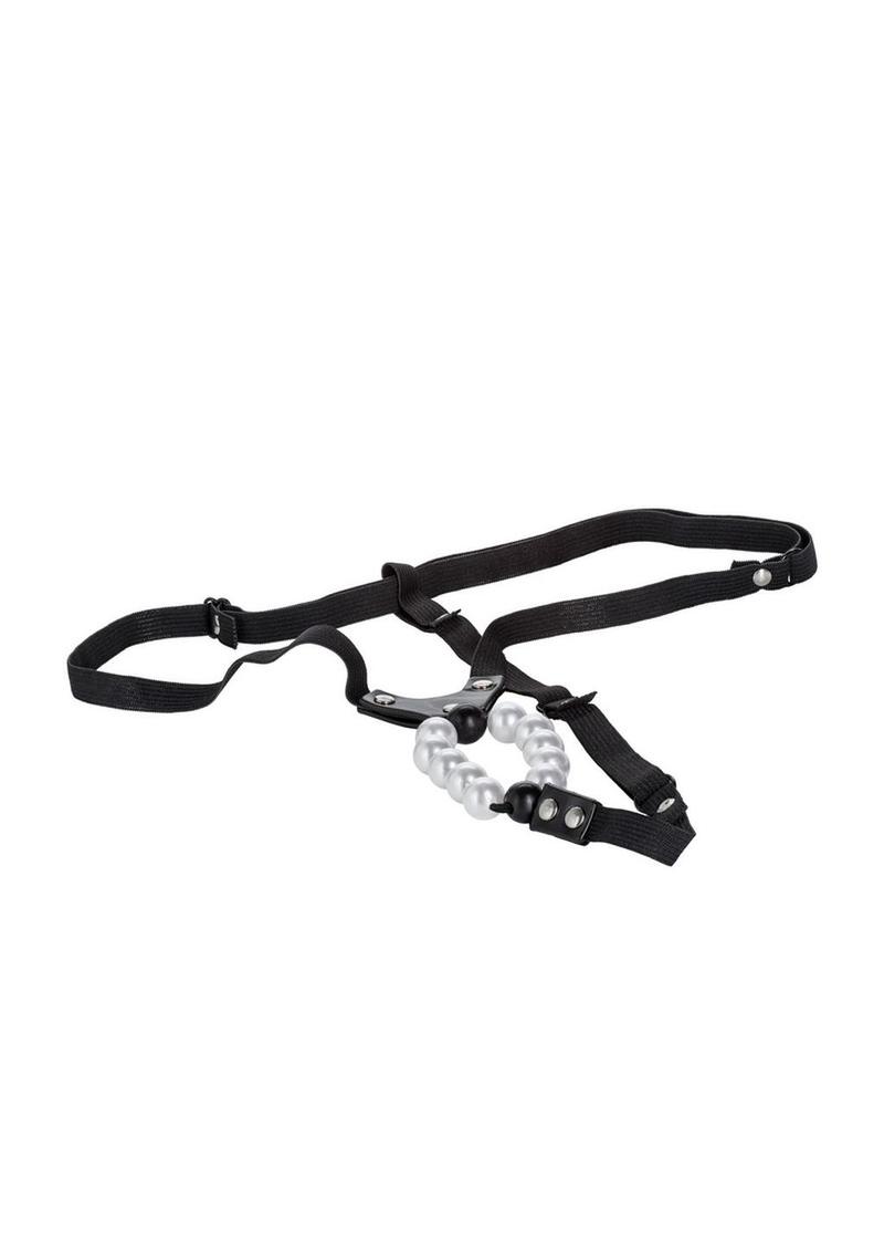 Lover's Vibrating Thong with Pleasure Pearls - Black - One Size