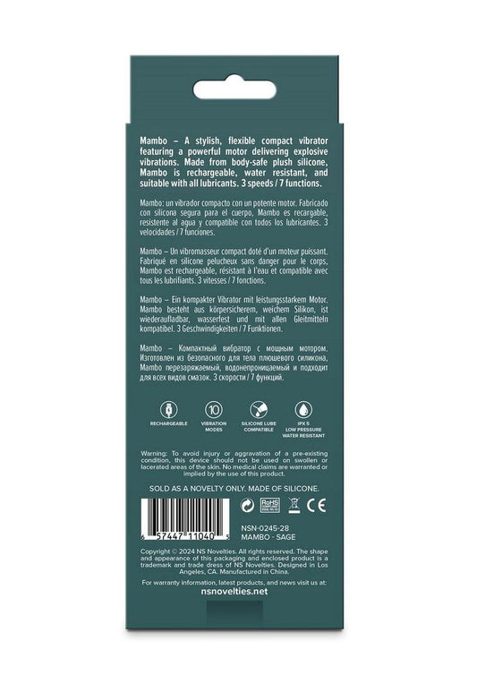 Lust-N-Dreams Mambo Rechargeable Silicone Mini Vibrator - Green