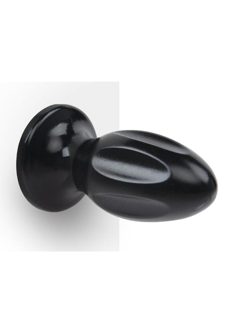 Lux Fetish Grooved Butt Plug - Black - 5in