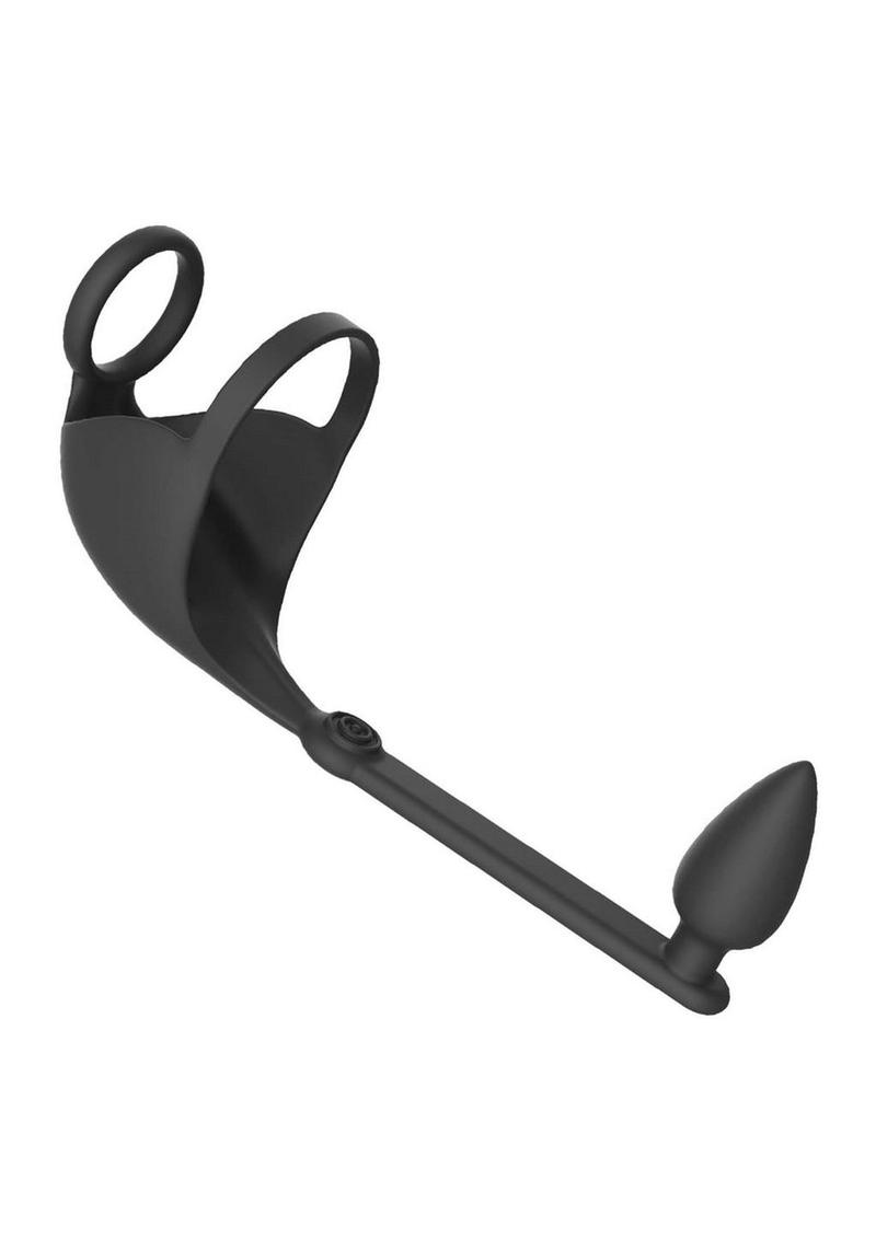 Magic Remote Controlled Scrotum Massager Rechargeable Silicone Plug - Black