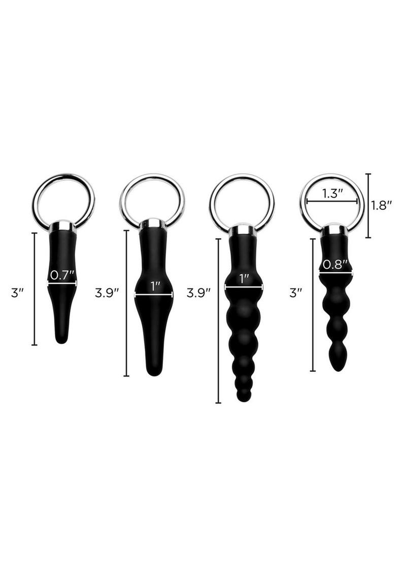 Master Series 4 Piece Anal Rimmer Ringed Silicone Kit - Black