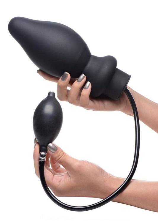 Master Series Ass-Pand Inflatable Silicone Anal Plug - Black - Large