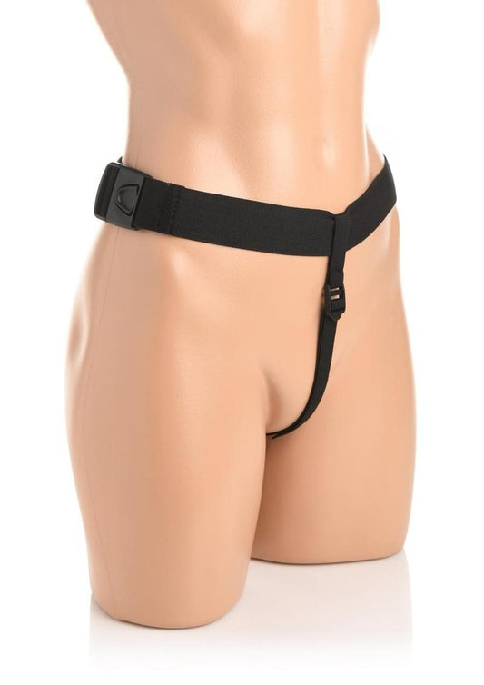 Master Series Bum-Tastic 28x Rechargeable Silicone Anal Plug with Harness and Remote Control - Black
