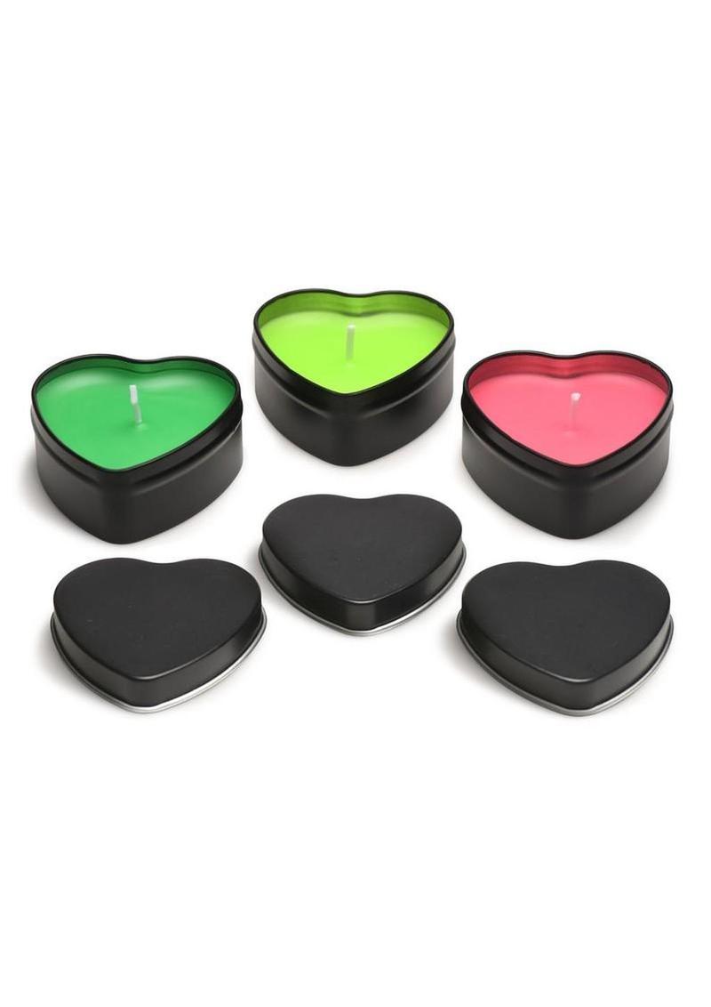 Master Series Burning Heart Blacklight Reactive Heart Drip Candle Set (3 Piece) - Neon